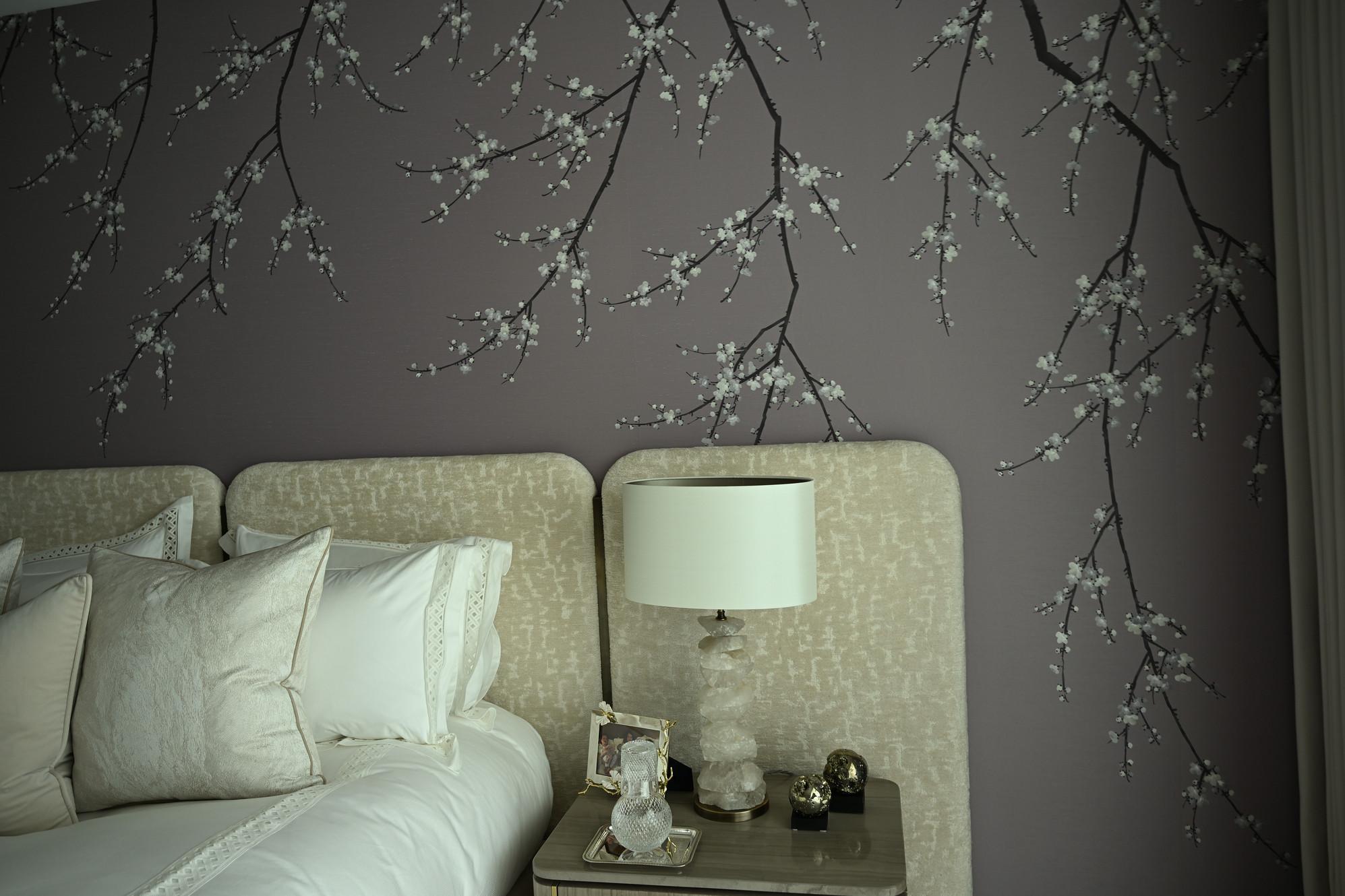 Professional wallpaper installation detail